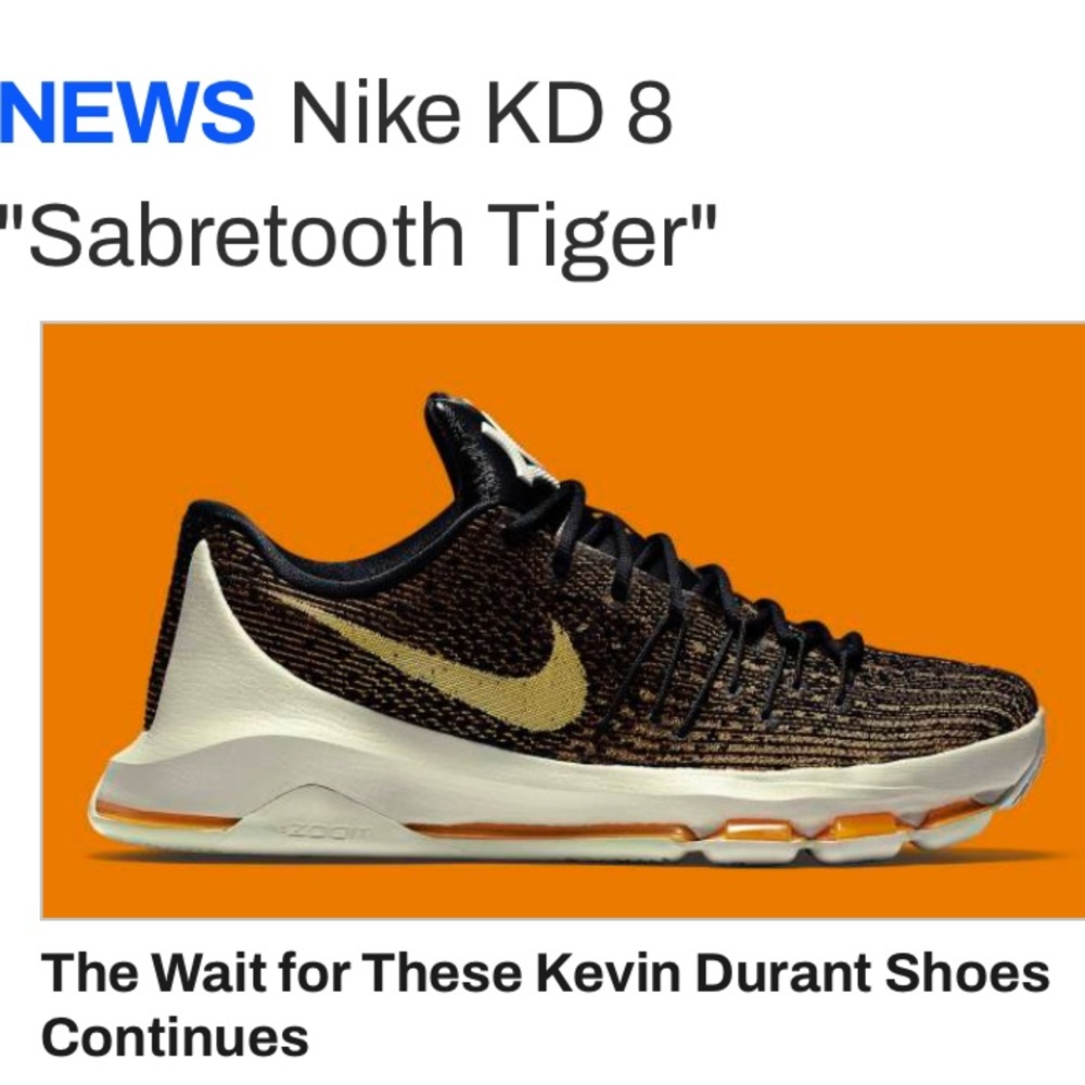 Authentic Nike KD 8 "Sabretooth Tiger" SIZE 10.5